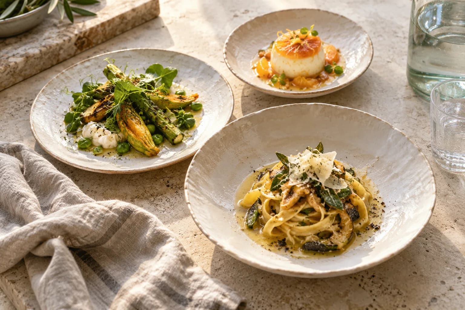 Illustrative tasting of seasonal Italian dishes